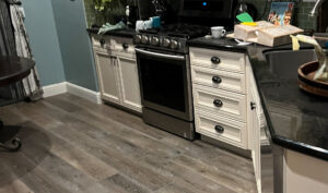 SLCC Mediterranean Collection laminate hardwood alternative flooring installed throughout a home. Color Corsica.