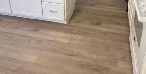 Laminate flooring installed in kitchen